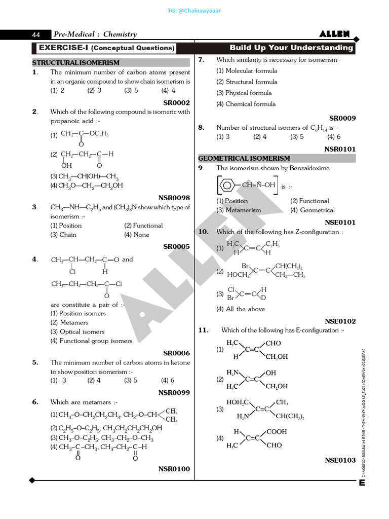 Isomerism Concepts and Exercises | PDF | Isomer | Organic Chemistry