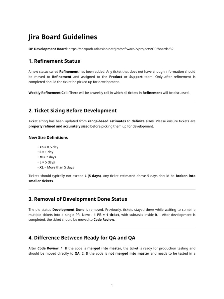 Jira Board Guidelines for Development | PDF