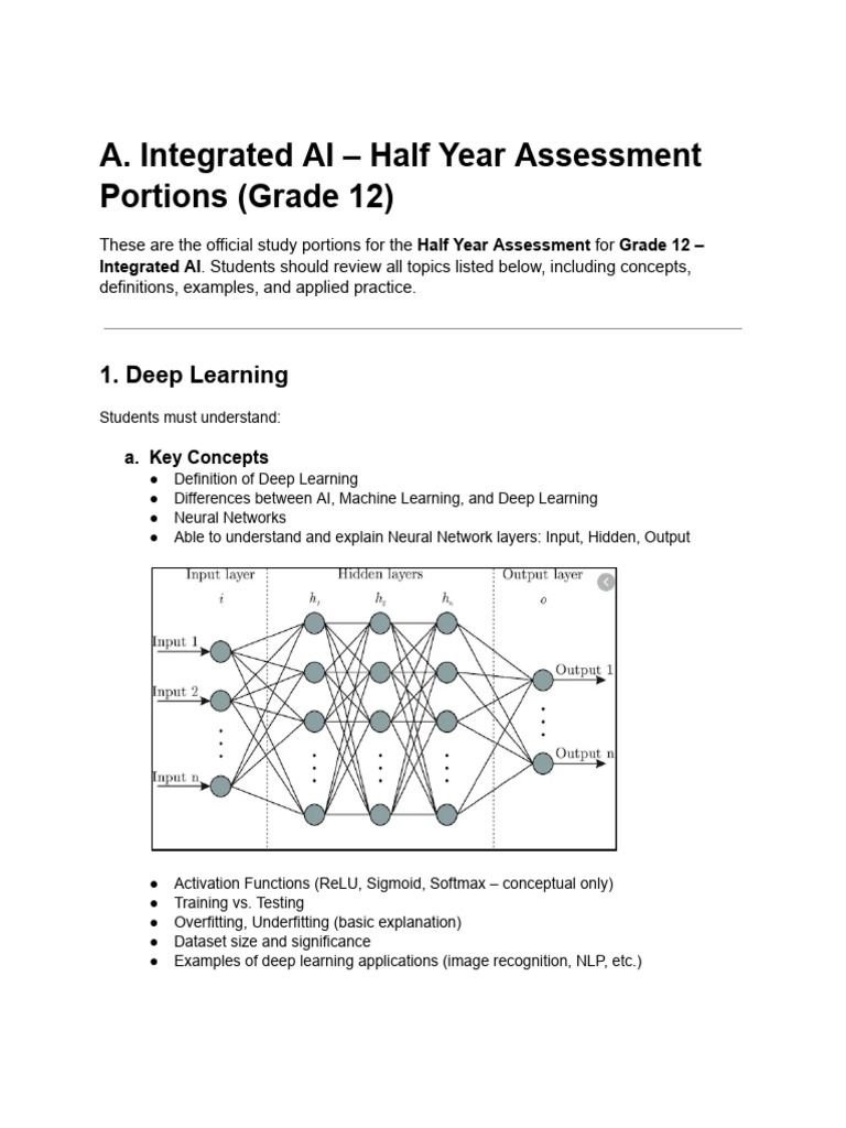 Grade 12 Integrated AI Study Guide | PDF | Deep Learning | Artificial ...