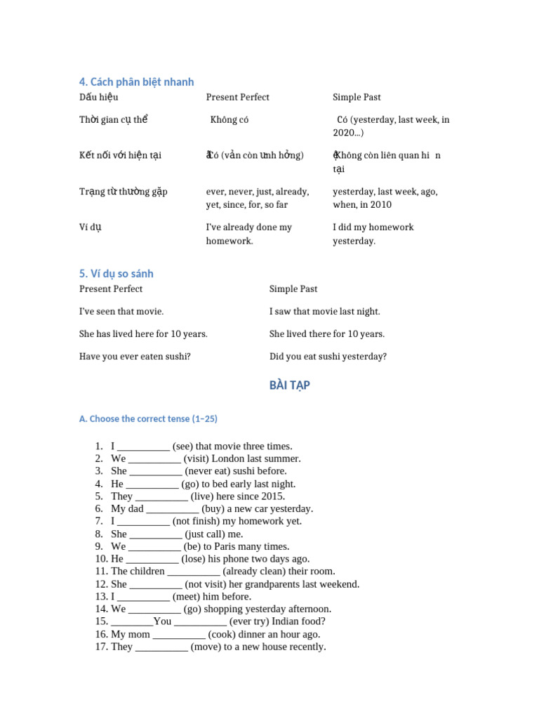 Present Perfect or Simple Past | PDF | Chess Openings | Chess