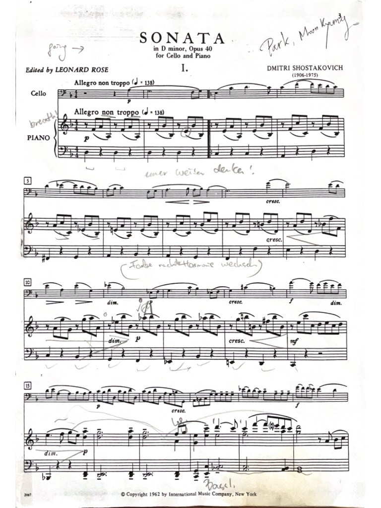 Shostakovich-Cello Sonate Op. 40 D Moll | PDF | Music Theory | Poetics