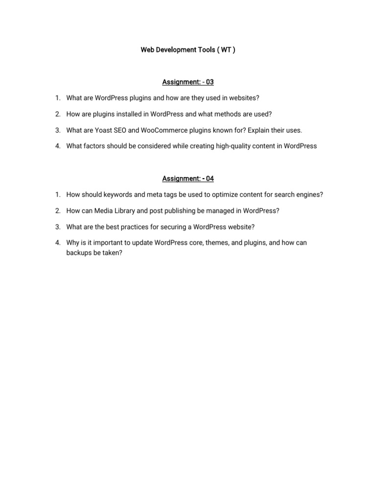 WordPress Plugins and SEO Best Practices | PDF