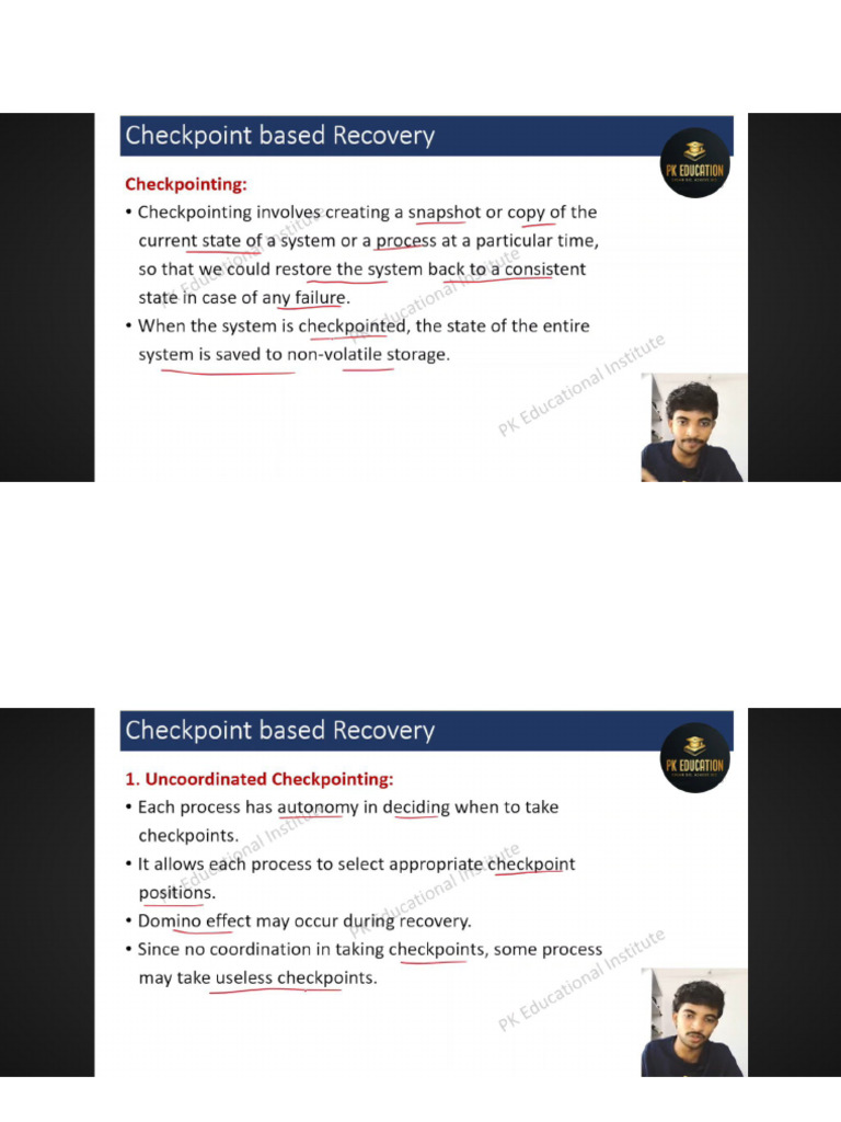 Checkpoint Based Recovery | PDF
