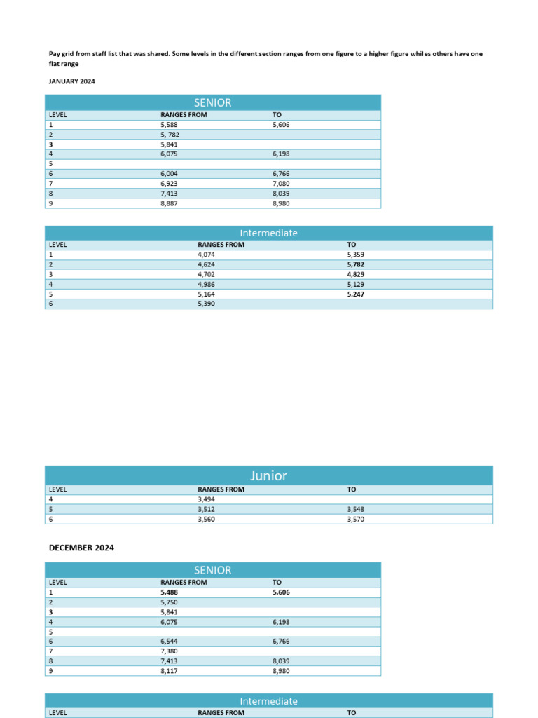 2024 Pay Grid by Staff Level | PDF