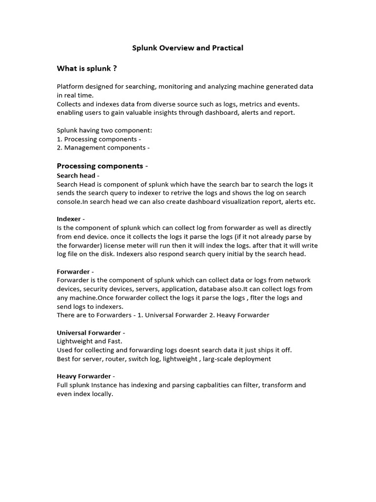 Splunk Overview and Practical What Is Splunk ?: Search Head | PDF ...