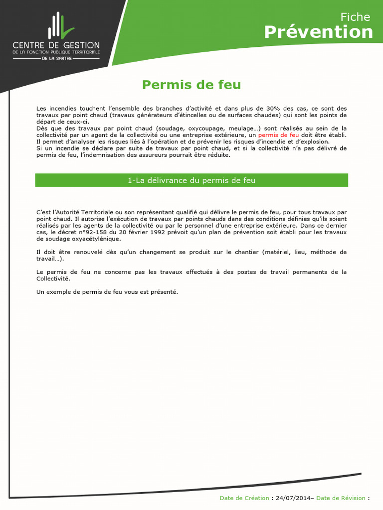 Permis de feu : Guide de prévention incendie | PDF | Sécurité