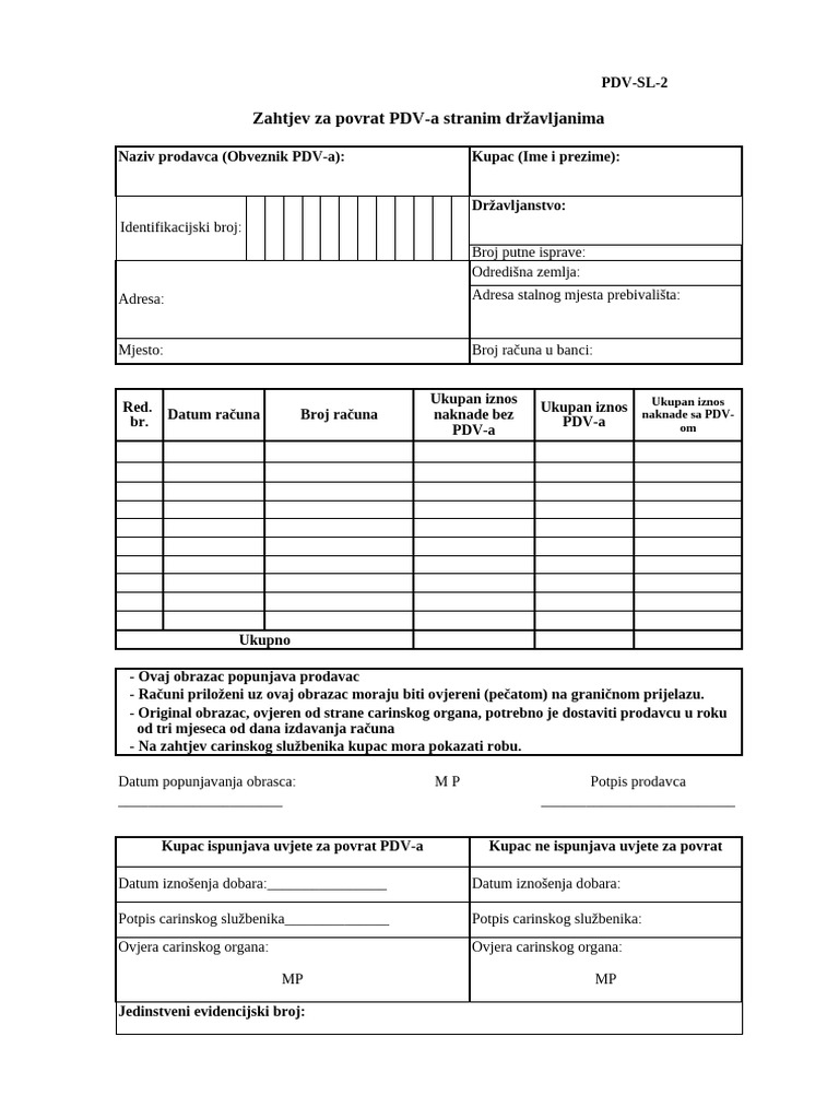 HR 1 23 2 Novi Obrazac PDV SL 2 | PDF