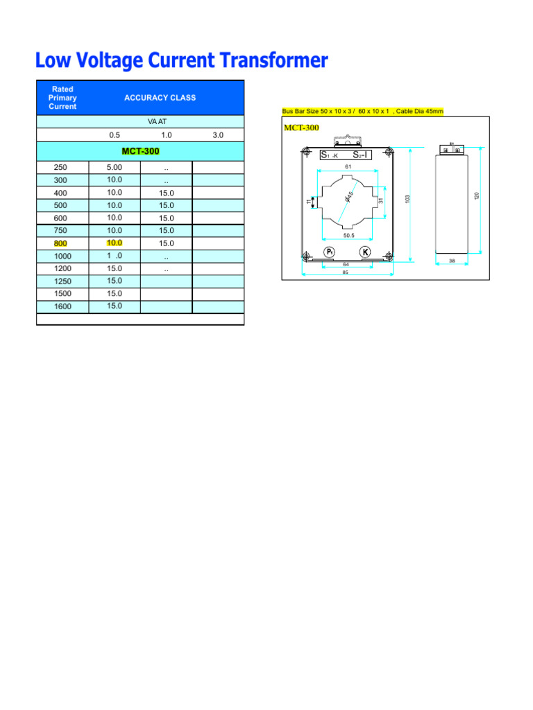 Low Voltage Current Transformer Specs | PDF