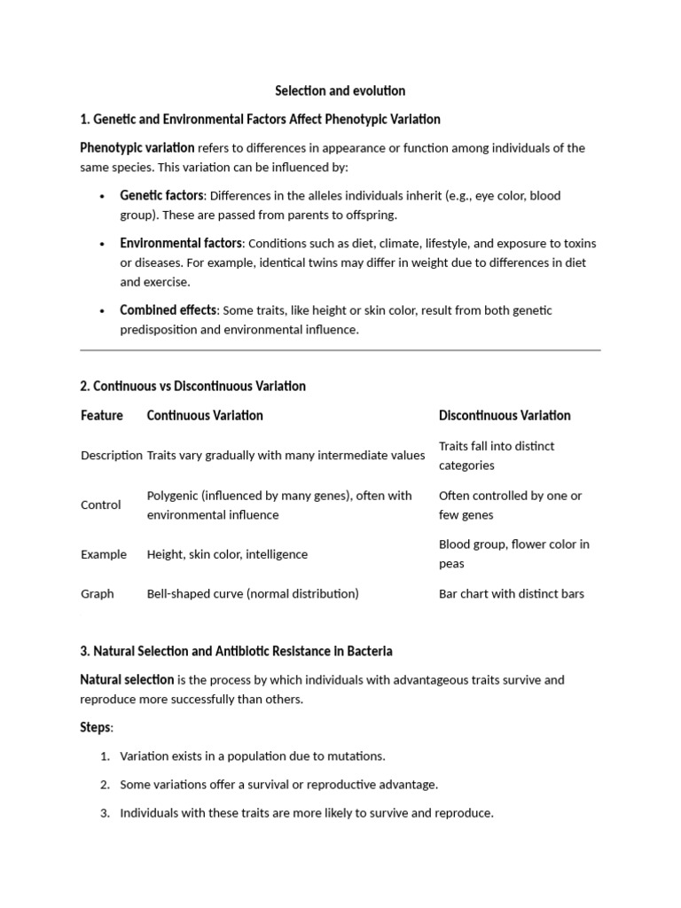Selection and Evolution: Key Concepts | PDF | Evolution | Natural Selection