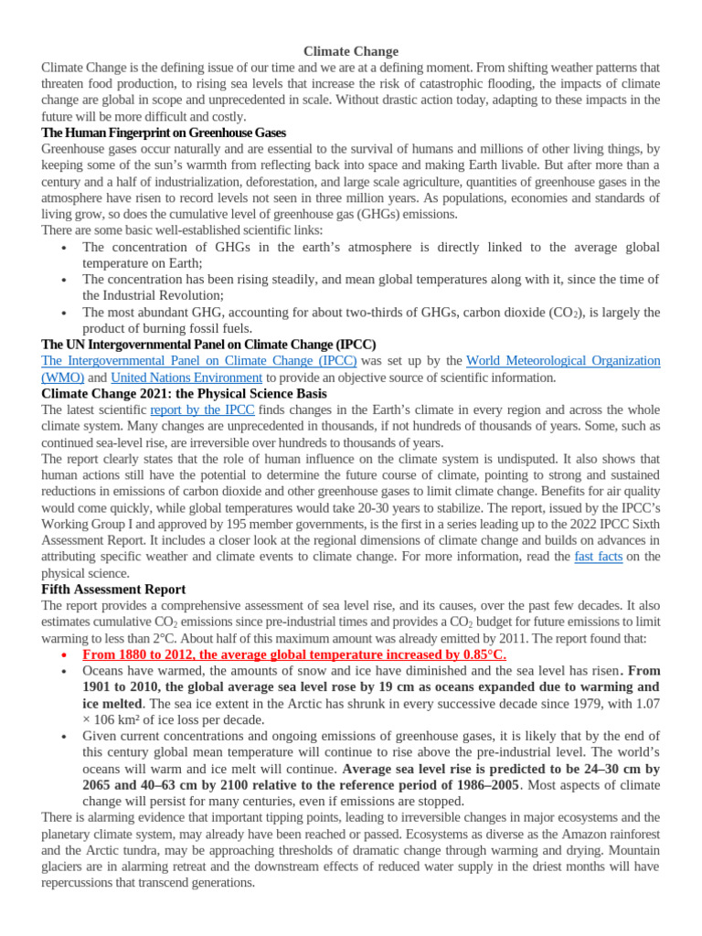 Understanding Climate Change Impacts | PDF | Climate Change ...