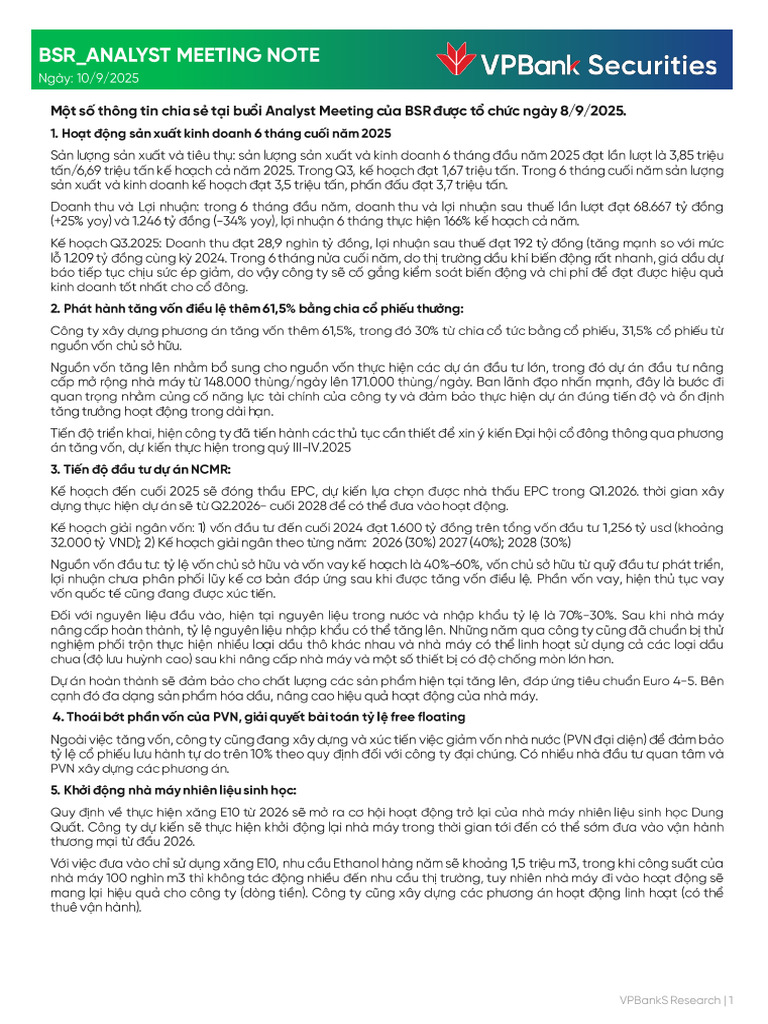 BSR - AM Note - 9.2025 | PDF