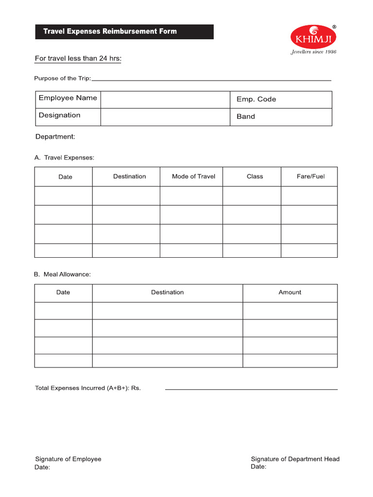 Travel Reimbursement Form 2 | PDF