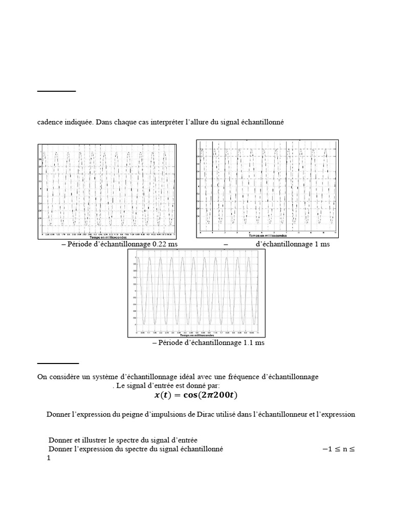 Traitement de signal : échantillonnage et spectres | PDF