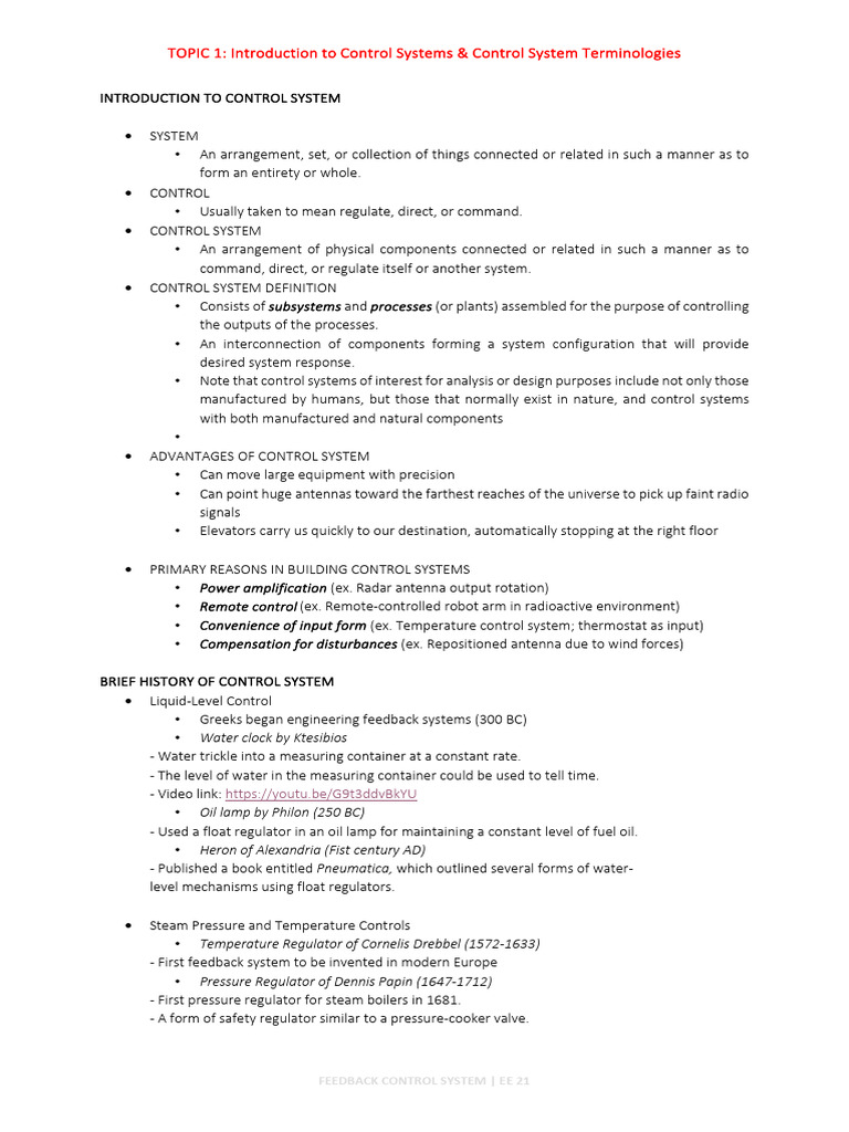 Control Systems: Definitions & Types | PDF | System | Feedback