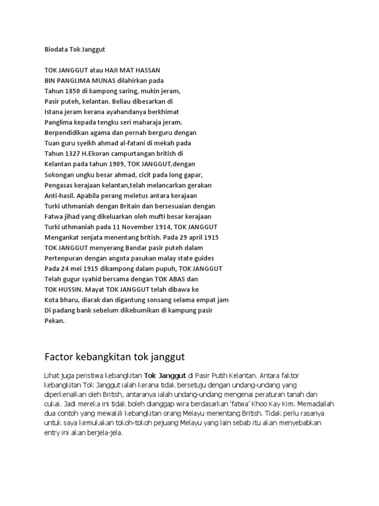 Biodata Tok Janggut Pdf