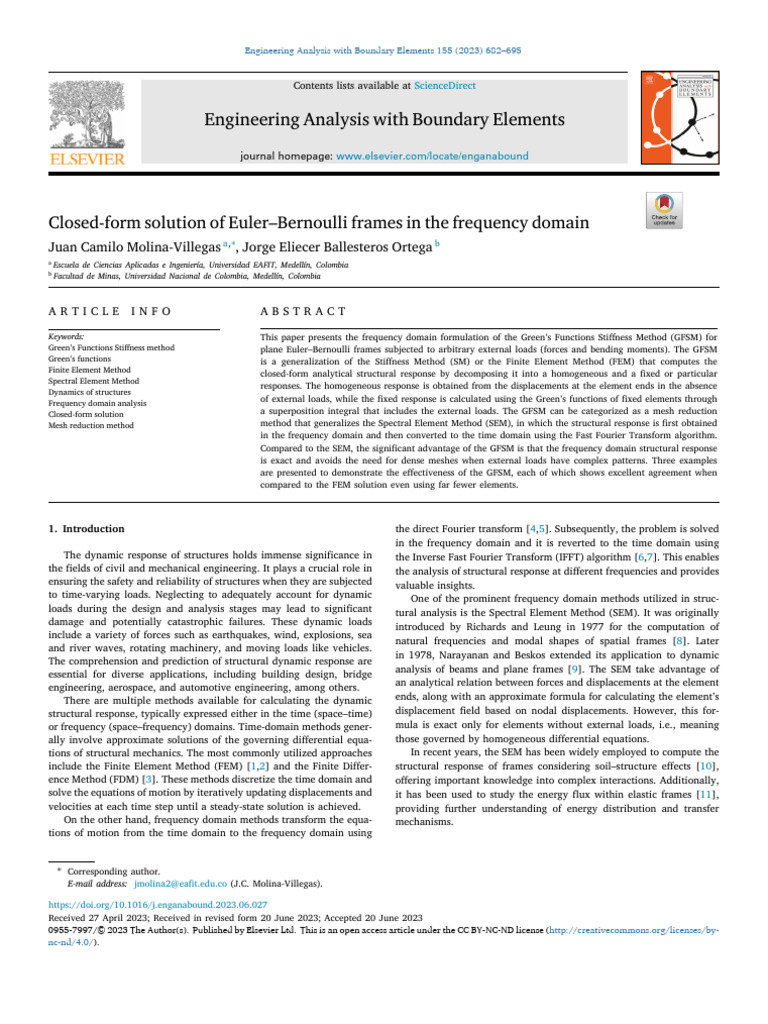 Frequency Domain Analysis of Euler-Bernoulli Frames | PDF | Finite ...