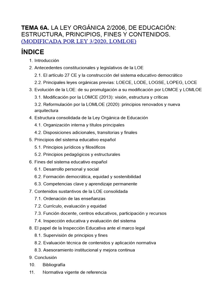 Análisis de la Ley Orgánica de Educación | PDF | Plan de estudios ...