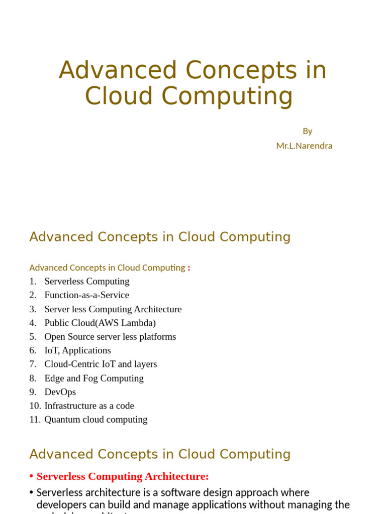 Advanced Cloud Computing Concepts | PDF | Cloud Computing | Computing