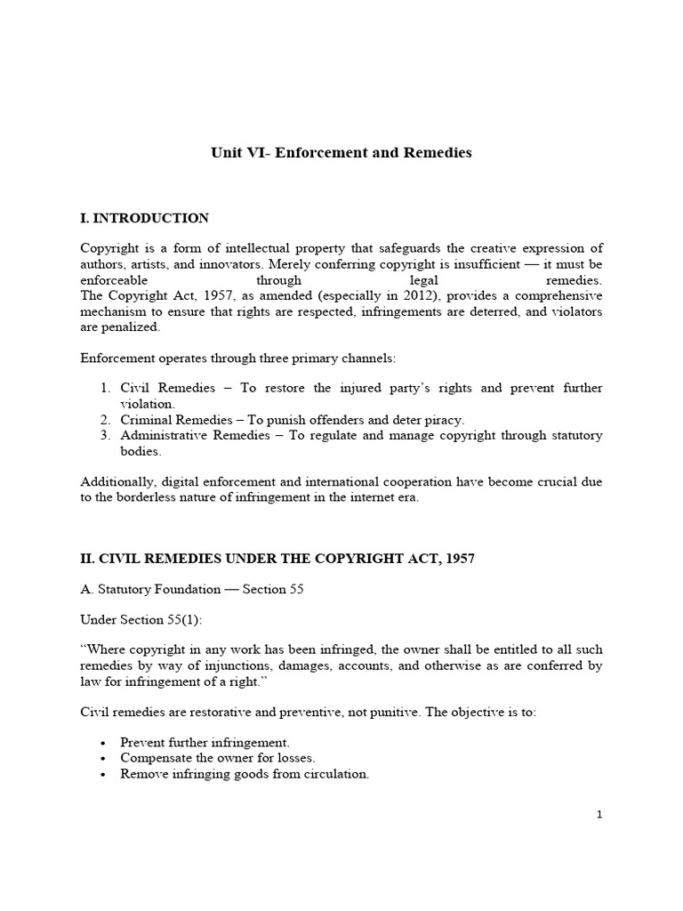 Copyright Enforcement and Remedies Guide | PDF | Copyright Infringement ...