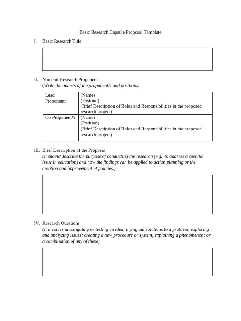 Basic Research Capsule Proposal Template | PDF