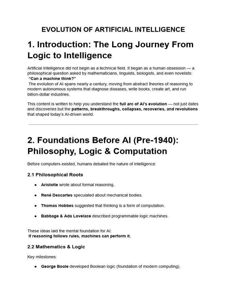 History and Future of Artificial Intelligence | PDF | Artificial ...