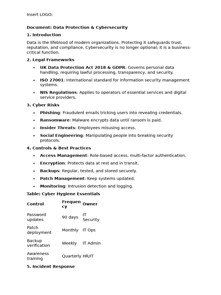 Data Protection & Cybersecurity Guide | PDF