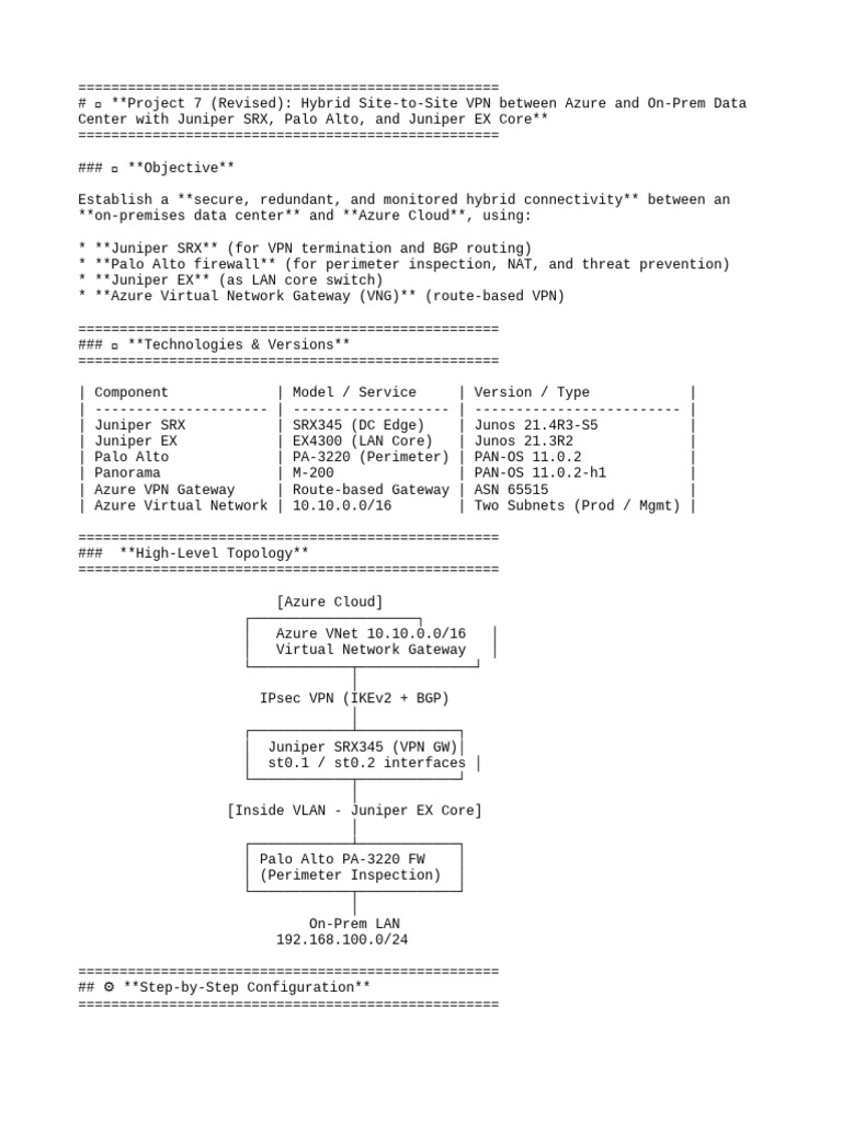 Azure-On-Prem Hybrid VPN Setup Guide | PDF | Virtual Private Network ...
