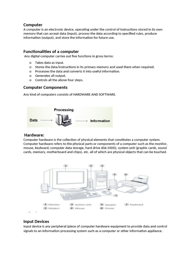 Computer Basics: Functions & Components | PDF | Computer Data Storage ...