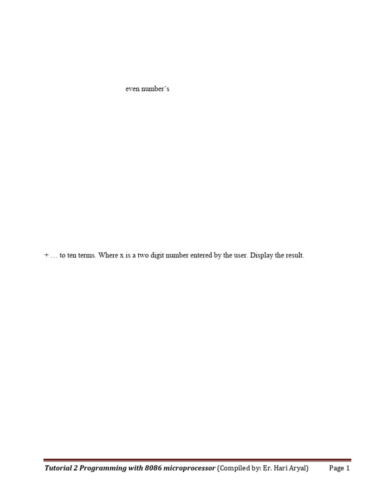 Tutorial 2 Programming With 8086 | PDF | String (Computer Science ...