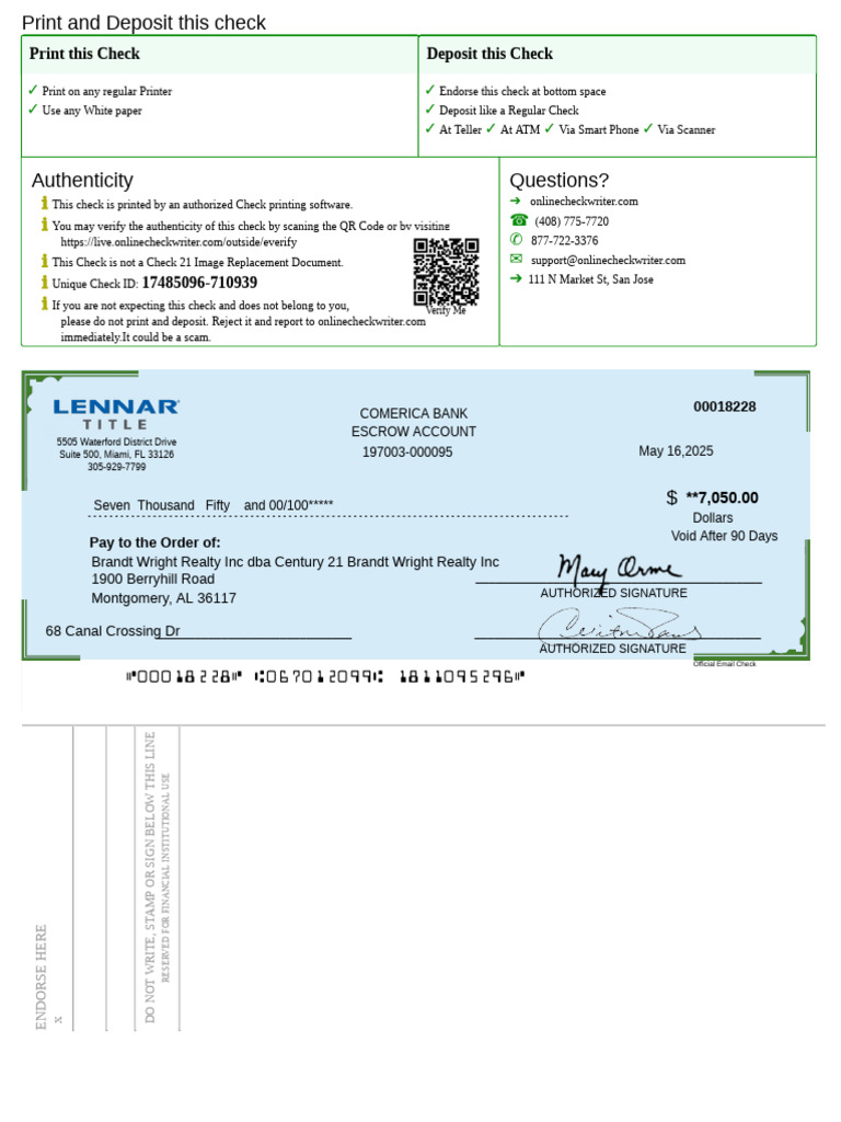 Printable Check for Deposit Instructions | PDF | Computing ...