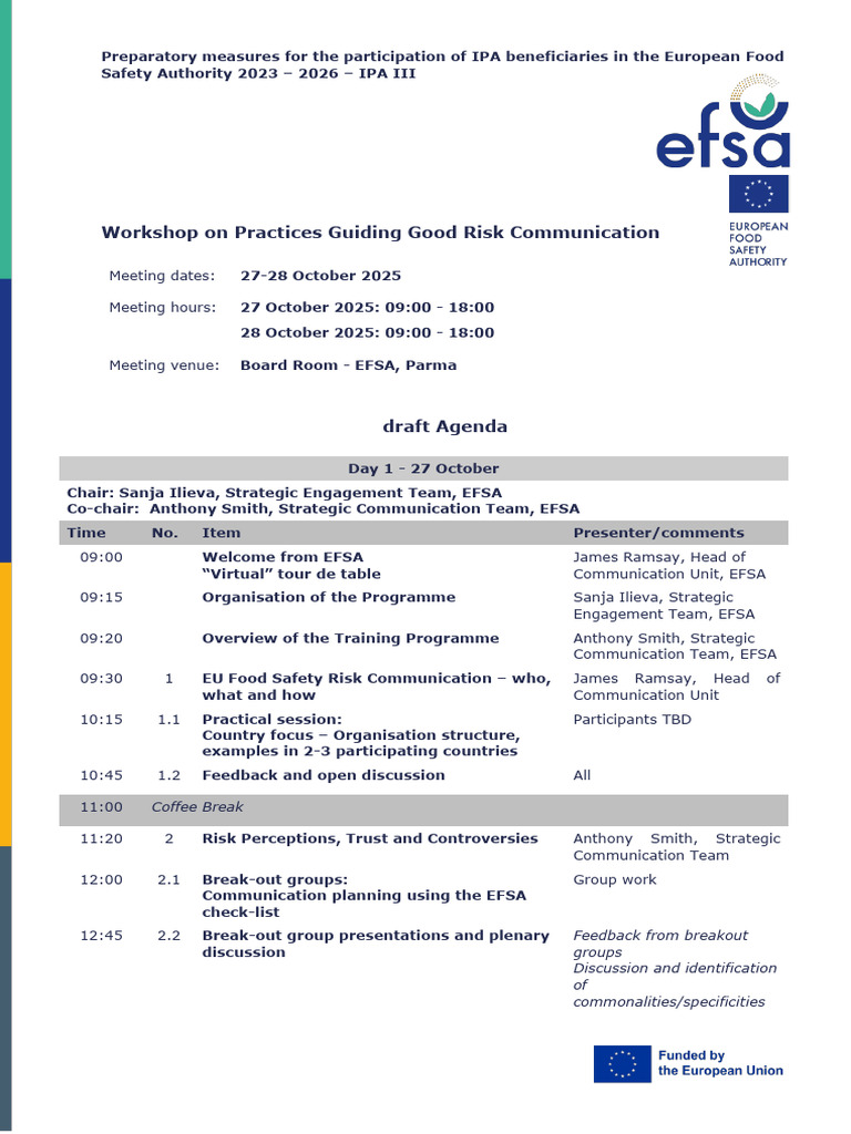 Agenda - Practices Guiding Good Risk Communication | PDF | Human ...