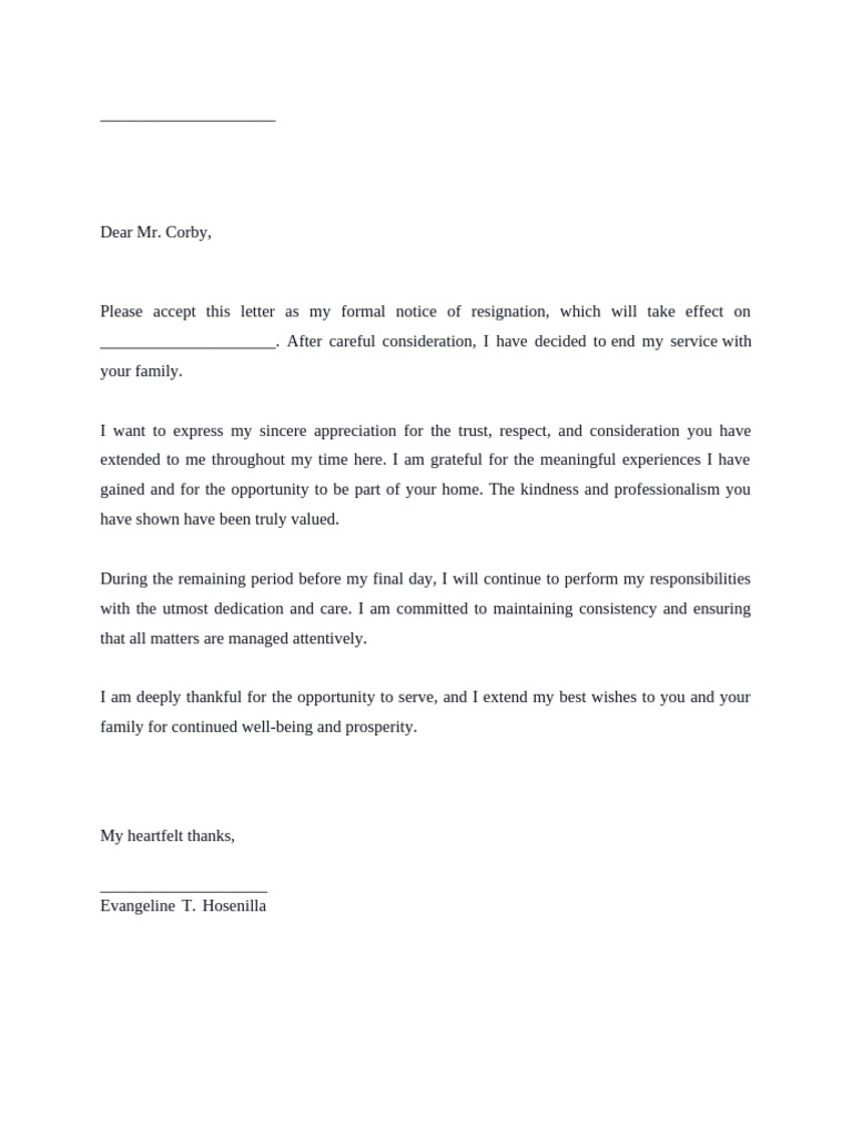 Formal Resignation Letter Template | PDF