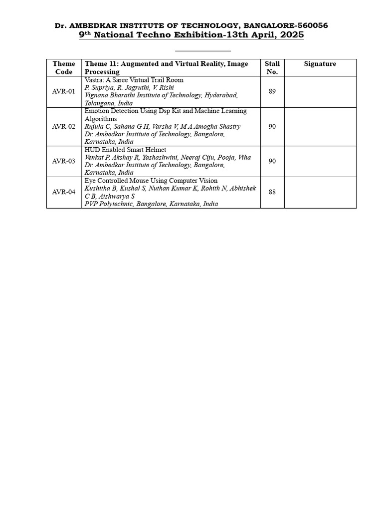 T11 Registration With Stall Code | PDF