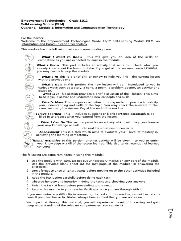 Empowerment Technologies Quarter 1 Module 1 | PDF | World Wide Web ...