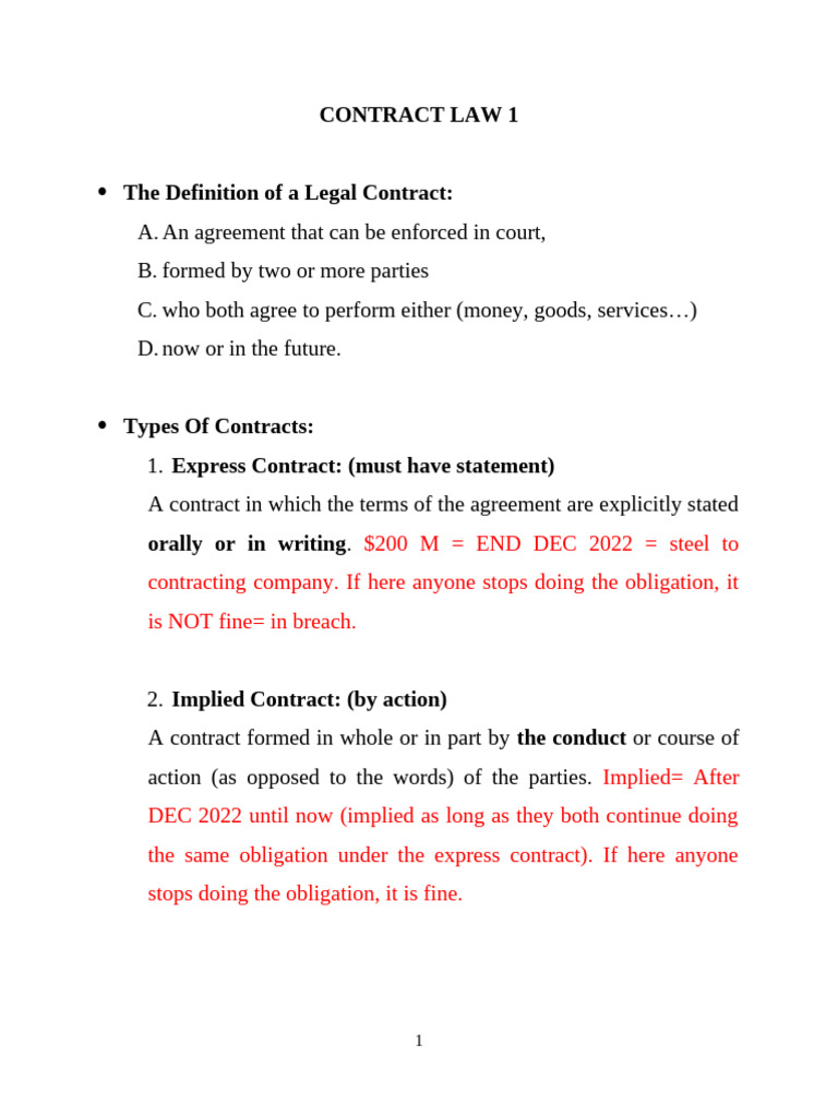 Understanding Legal Contracts and Types | PDF | Offer And Acceptance ...