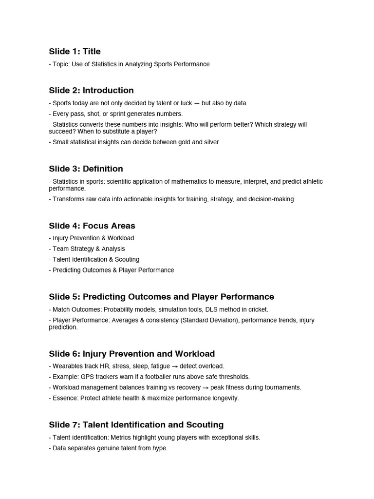 Sports Performance Analysis with Statistics | PDF | Analytics | Statistics