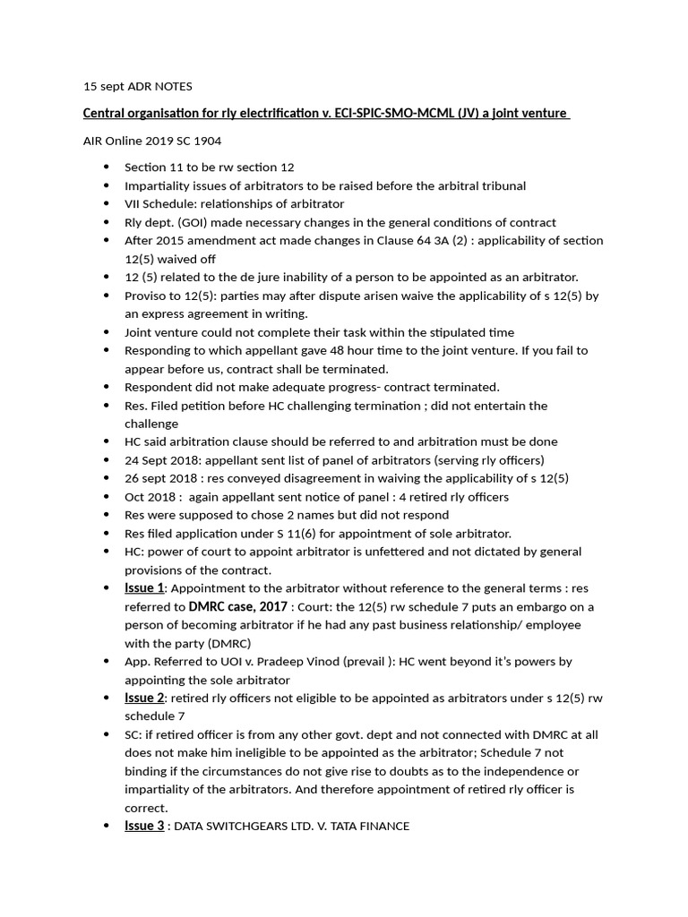 ADR Notes | PDF | Arbitration | Justice