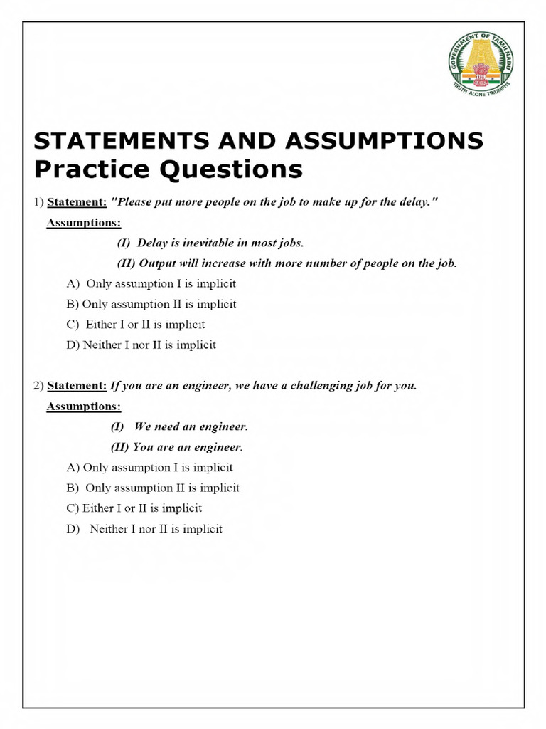 Assumptions and Argument Assignment | PDF