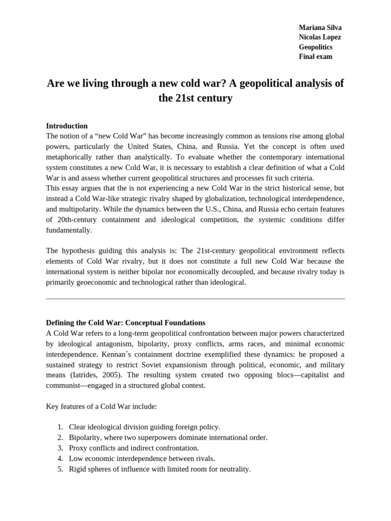New Cold War? A 21st Century Analysis | PDF | Cold War | Geopolitics