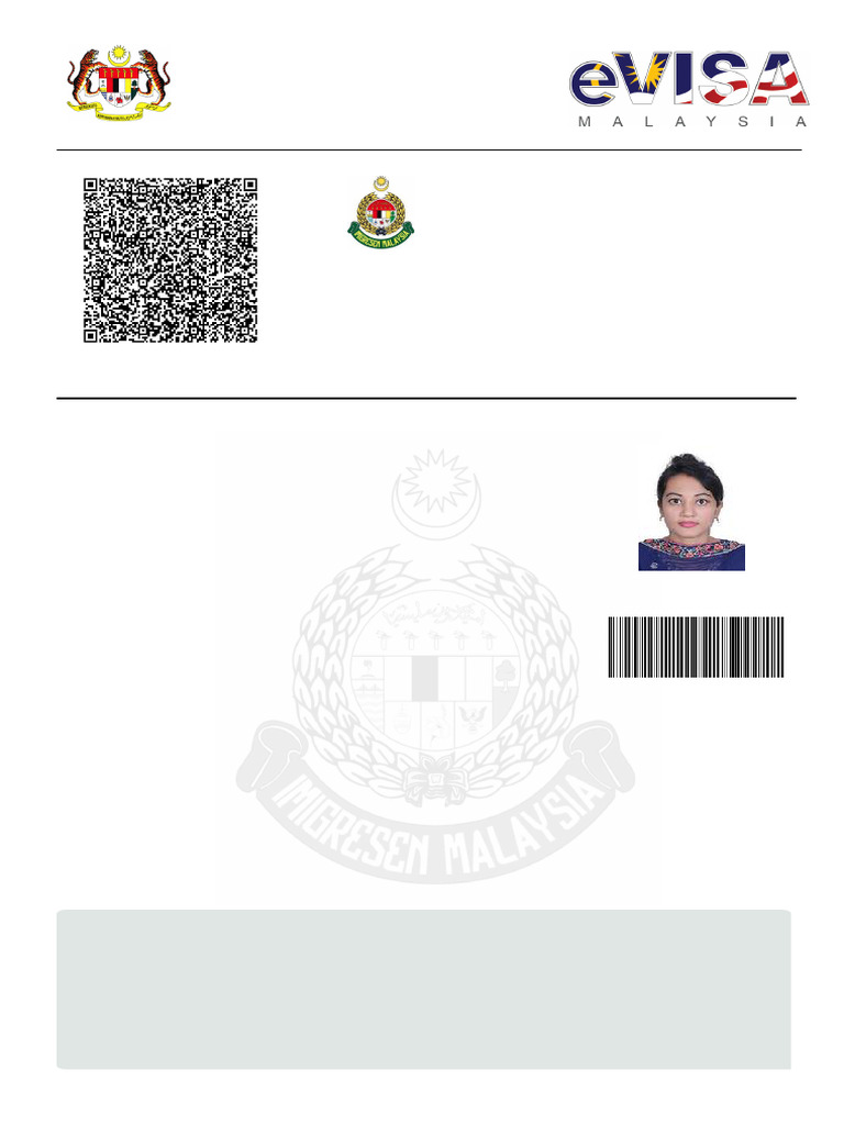 Malaysia EVISA Certificate ROHIMA AKTER | PDF