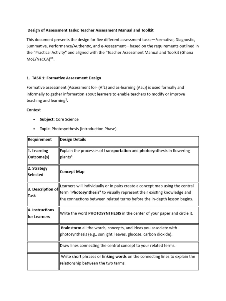 Teacher Assessment Task Design Toolkit | PDF | Educational Assessment ...