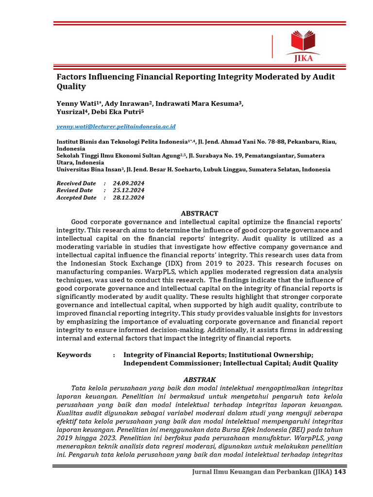 Financial Reporting Integrity Factors | PDF | Audit | Governance