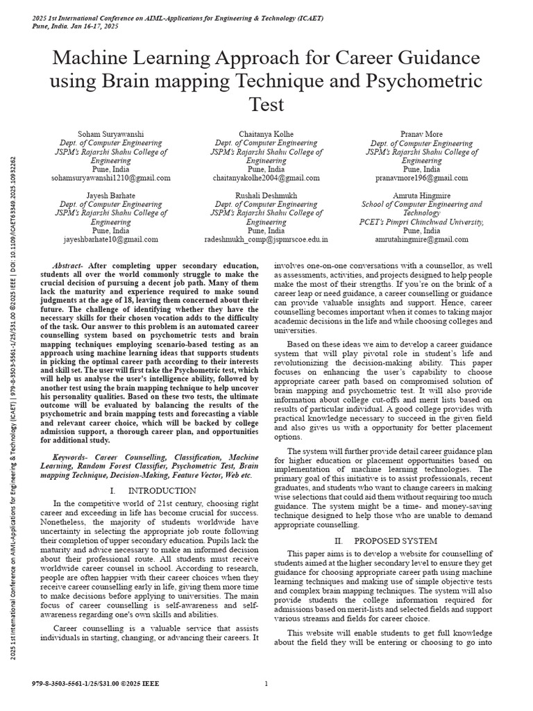 Machine Learning Career Guidance System | PDF | Decision Making ...