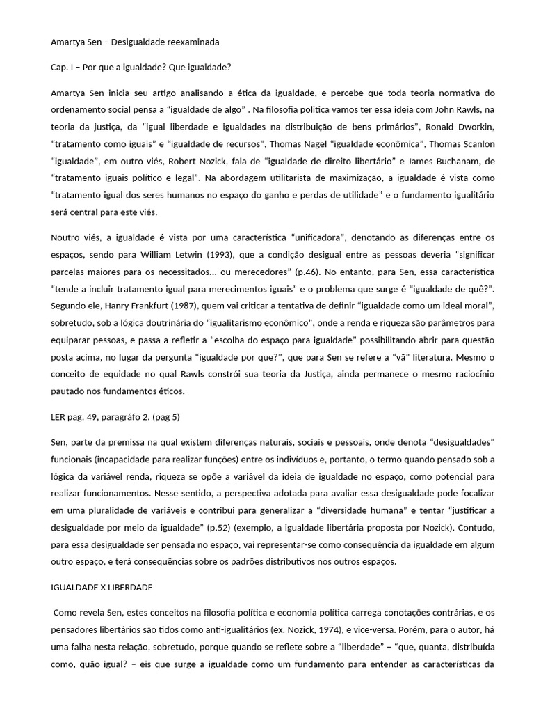 Desigualdade e Liberdade na Filosofia de Sen | PDF | Justiça | Crime e ...
