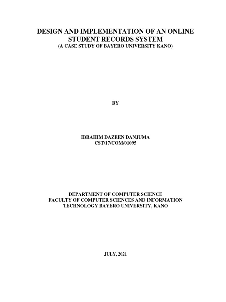 Online Student Records System at Bayero University | PDF | World Wide ...