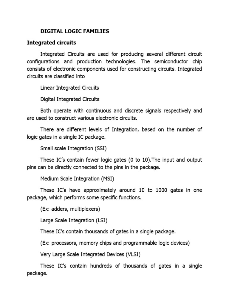 DLC - Unit 1-Digital Logic Families 1 | PDF | Integrated Circuit ...