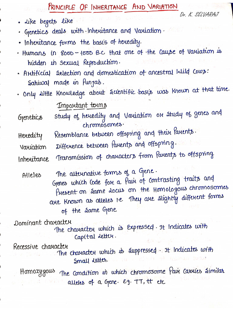 2.5.principles of Inheritance and Variation | PDF