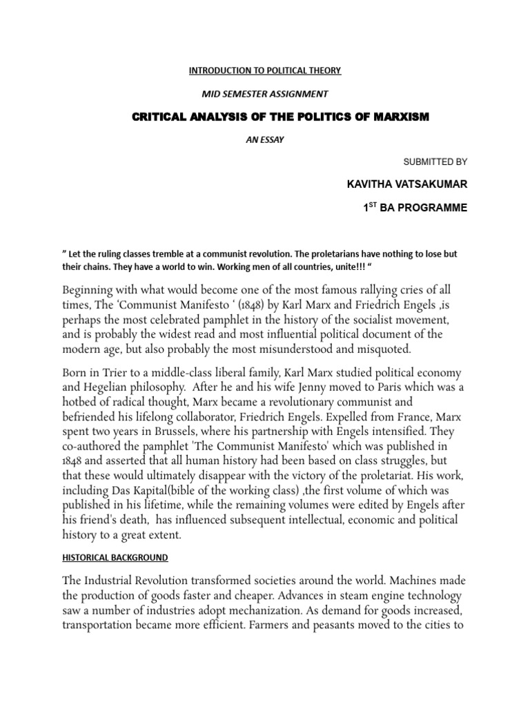 Critical Analysis of Marxism Theory | PDF | Marxism | Friedrich Engels