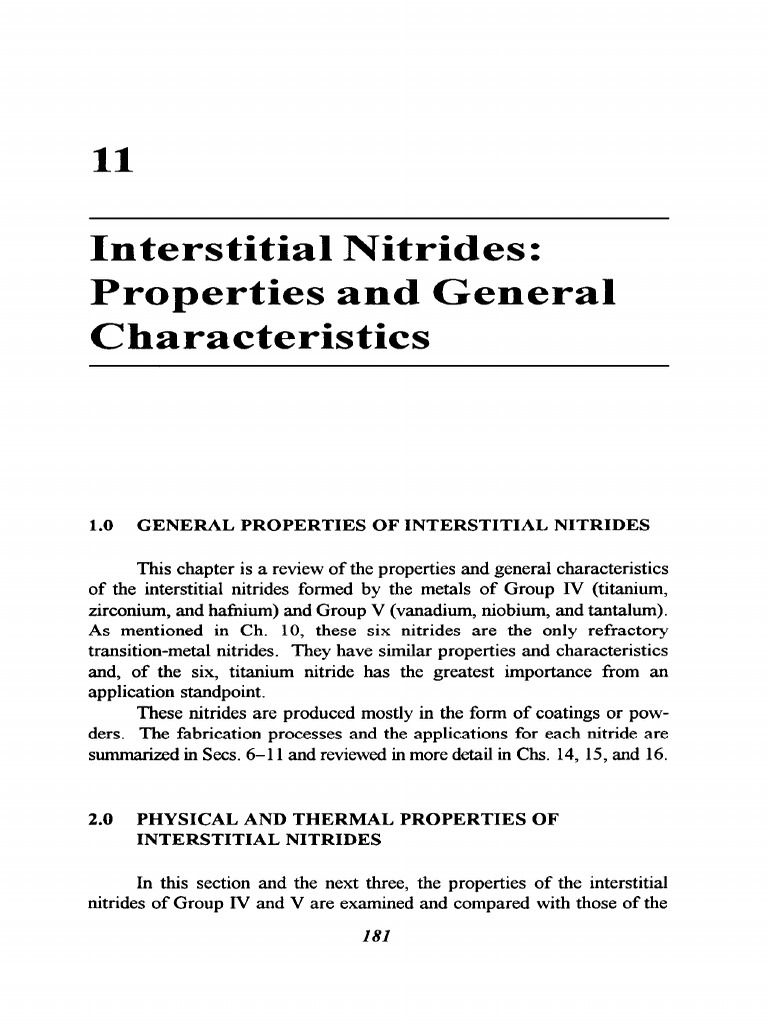 11 Interstitial Nitrides Properties and 1996 Handbook of Refractory ...