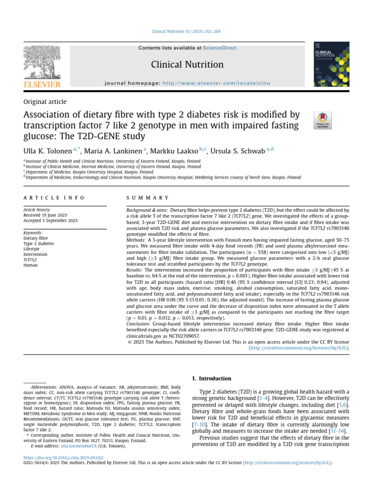Association of Dietary Fibre With Type 2 Diabetes | PDF | Diabetes ...